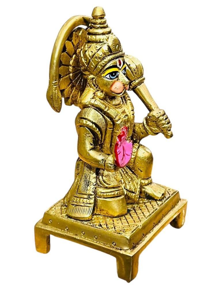 100% Pure Brass Hanuman Murti For Home Puja, Lord Bala Ji Hanuman Idol - 11 Cm