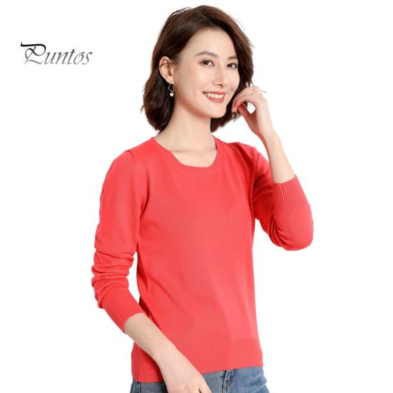 

Женские зимние топы, однотонные, с круглым вырезом, длинными рукавами, пуловер, свитер, свободный крой, ребристая отделка, повседневные трикотажные топы M арбуз красный