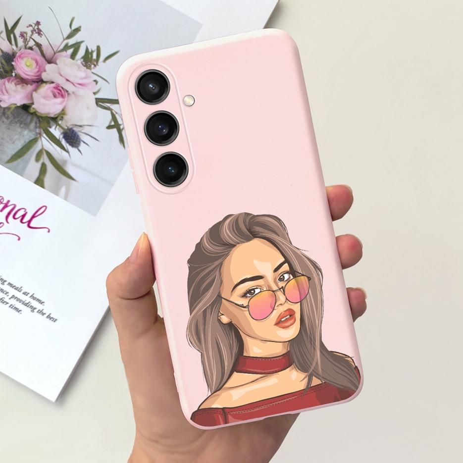 For Samsung Galaxy A55 Case Pretty Cartoon Girls Sunflower Cover Soft TPU Phone Case For Samsung A15 A25 A35 A55 5G Fundas Coque