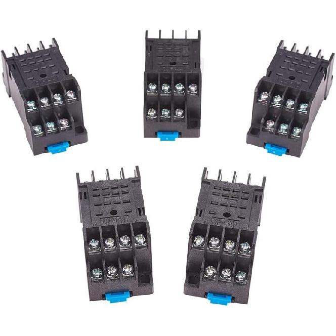 Heyiarbeit 5Pcs PYF14A 14-Pin DIN Rail Mounted Power Relay Socket Base Holder for H3Y-4 Relay