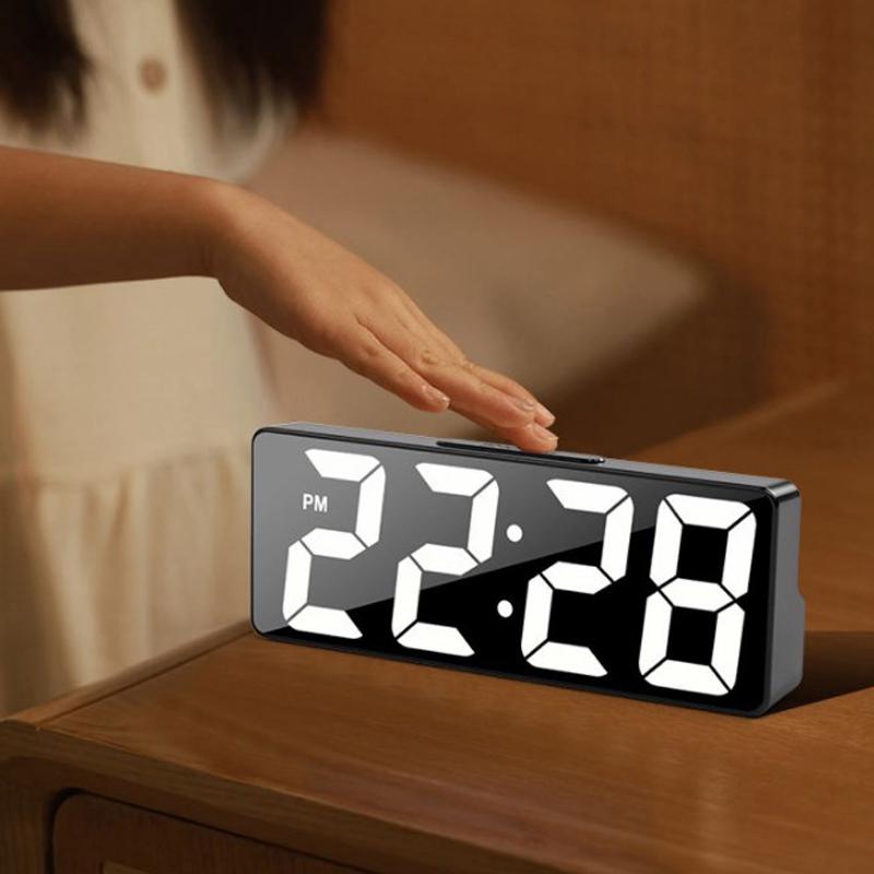 Multi-function Digital Alarm Clock Temperature Date Alarm Snooze Sound Control Night Mode Desk Clock 12/24H LED Clock