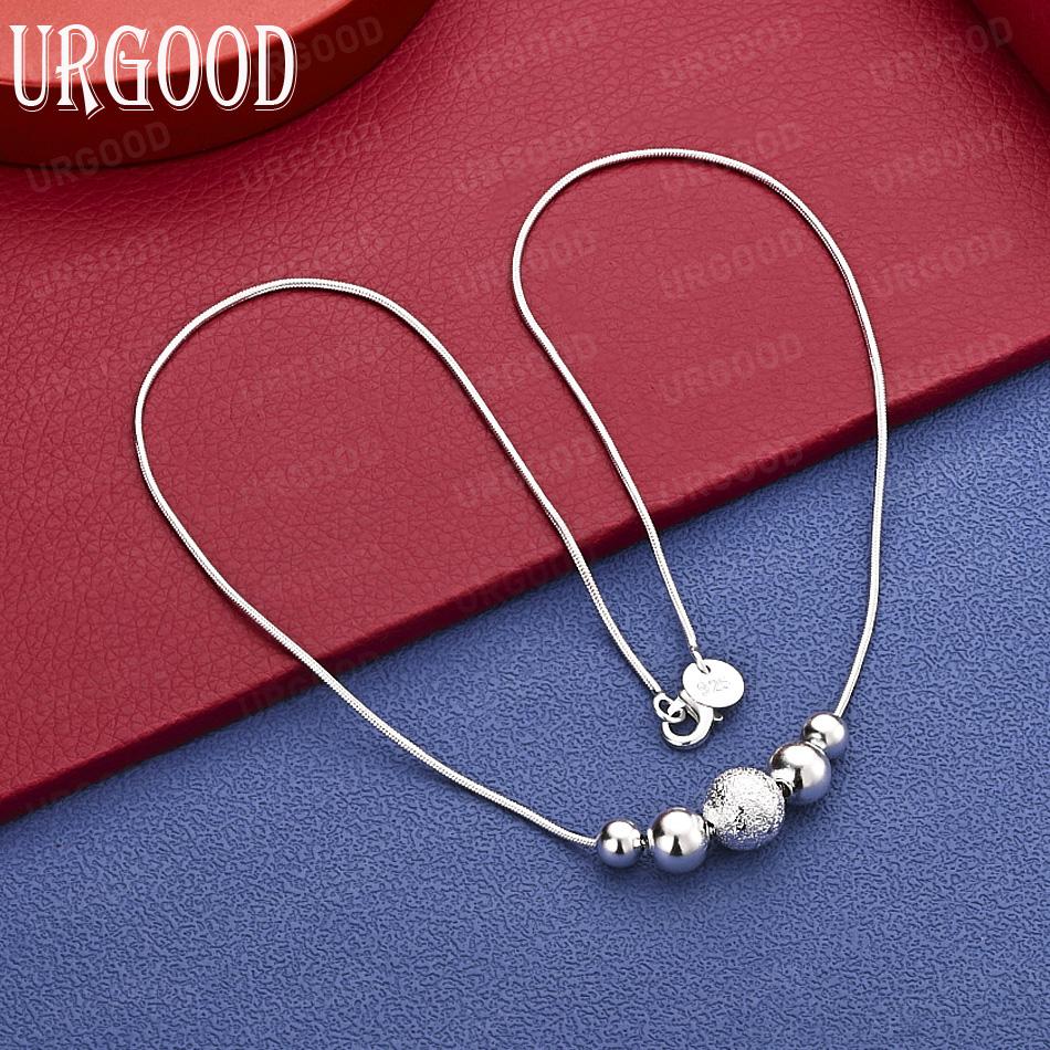 925 Sterling Silver Exquisite Transfer Bead Snake Bone Necklace - Banquet Gift Jewelry
