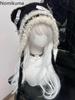 Harajuku Gothic Lolita Gestrickte Katzenohrmütze Damen Punk Designer Cross Bat Winter Schwarze Beanie Niedliche Mütze Damen Accessoires Kappe