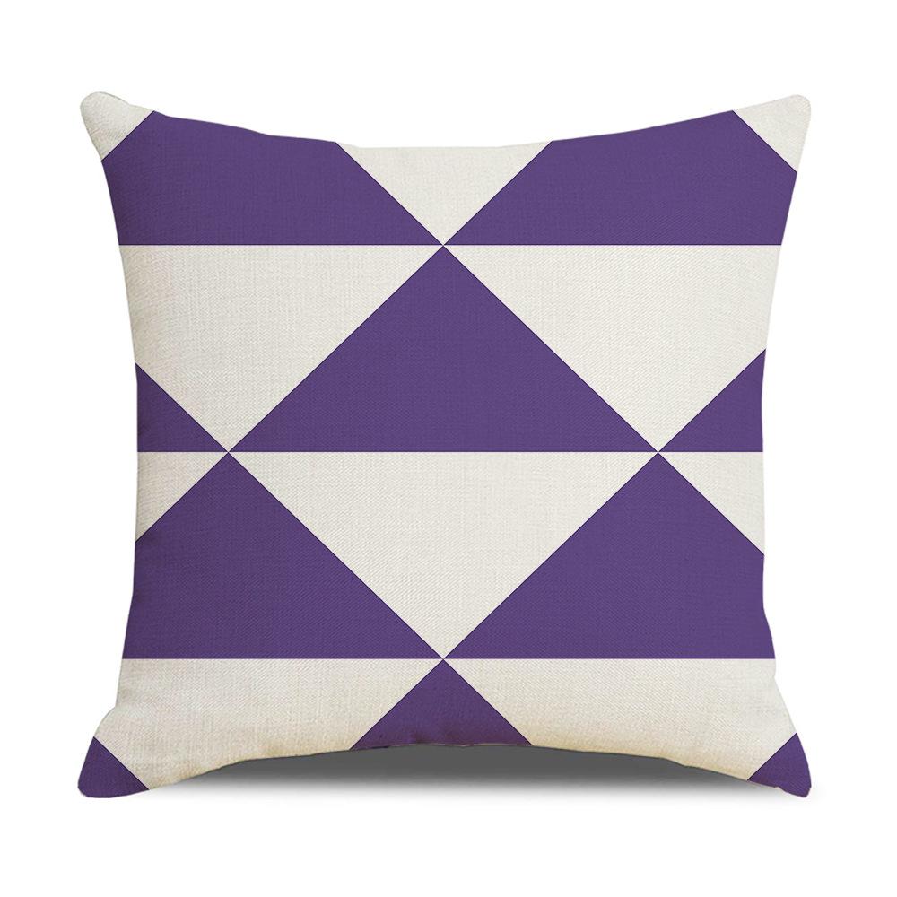 Nordic Simple Pillow Ins Blue Geometric Linen Cotton and Linen Sofa Car Polyester and Linen Pillow Cushion Cover