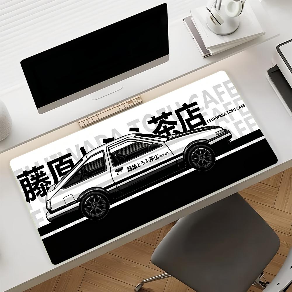 Black And White Initial D Gaming Mouse Pad Antislip Rubber Base Large Pc Keyboard Laptop Desk Mat For Office Student Home