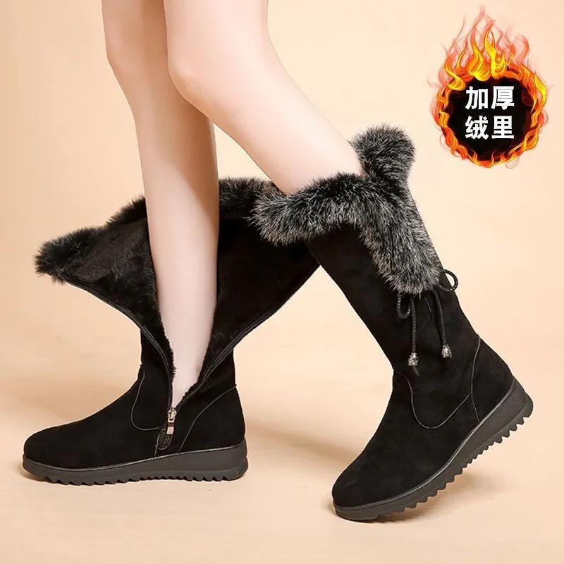 Fashion Winter New Women's Snow Boots New Fashion Keep Warm Plus Velvet Knee High Boots for Women Casual Chunky Heel Platform Shoes