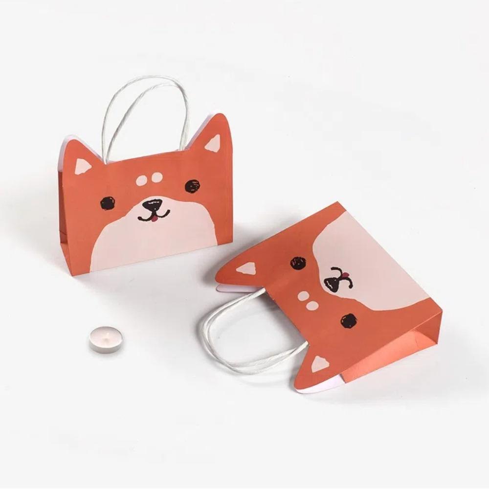 5 Stück mit Griffen Verpackungsbeutel Frosch Hund Katze Papier Süßigkeitstüten Niedliche Papiertüten Süßigkeiten