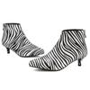 Klassische braune Stiefeletten für Damen niedriger Absatz kurzer Stiefel Dame Reißverschluss Zebra Schuhe Party Tanzschuhe Herbst Frühling 2025