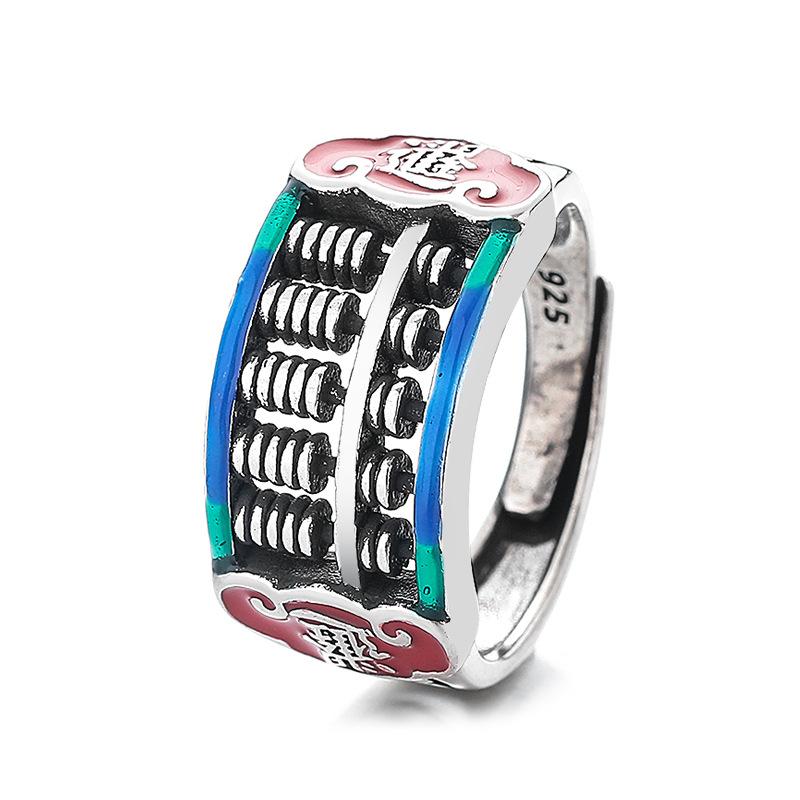 

Кольцо с синей эмалью, мужское и женское индивидуальное этническое мастерство титрования ветра, открытое кольцо креативного дизайна