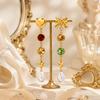 Stainless Steel Butterfly Heart Earrings for Women Colorful Crystal Imitation Pearl Tassel Long Drop Jewelry Party Accessories