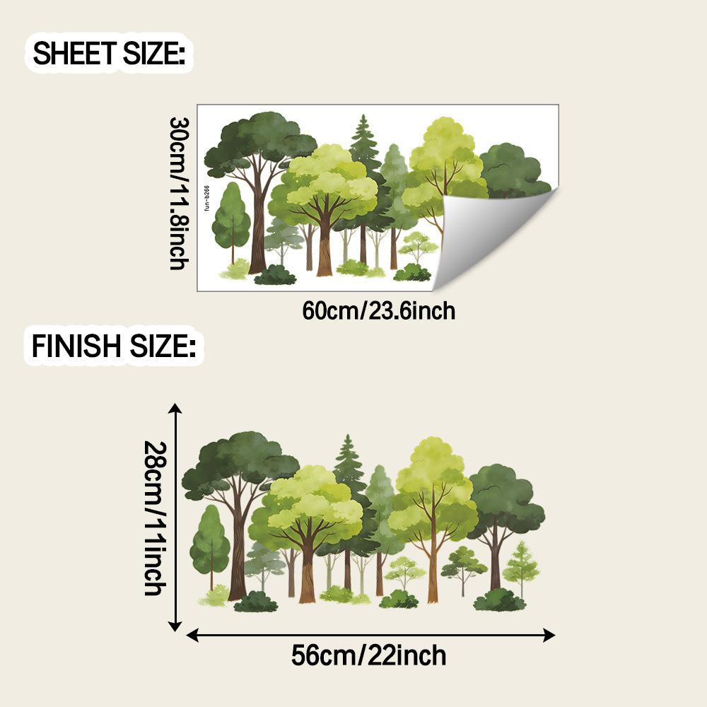 Акварельный Лес Маленькое Дерево Домашний Декоративный Стеклянное Окно Украшение Наклейка