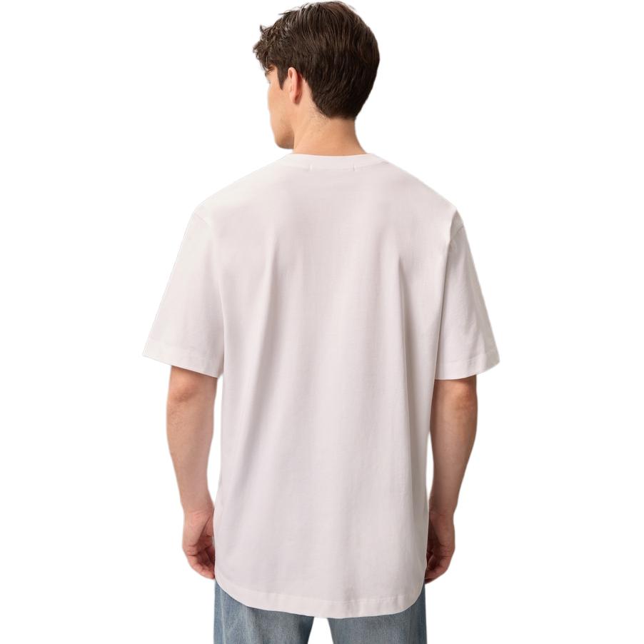 Calvin Klein Loose Round Neck Printed Short Sleeve T-Shirt Unisex Tops Bright-White J322868-YAF