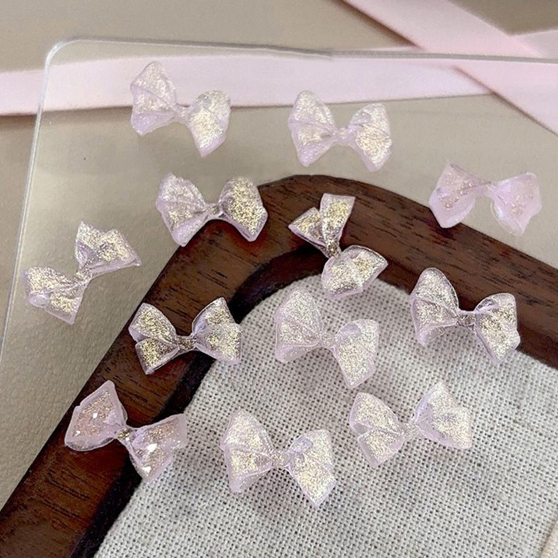 

30 шт. Мягкие резные глиттерные бантики Шармы для нейл-арта Милые смоляные украшения для ногтей Ювелирные аксессуары Сделай сам