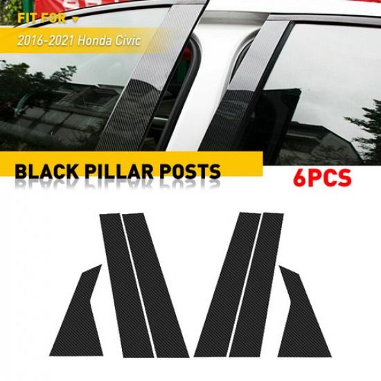 For Civic Honda 2016-Up 10Th Gen Carbon Fiber Door Window Pillar Post Cover Trim