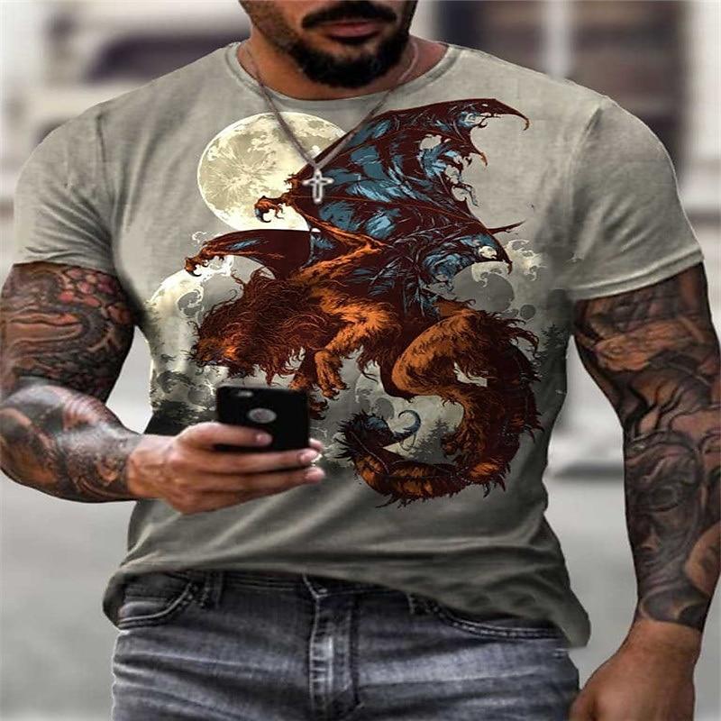 Men's Graphic Anime Dragon Shirt T Shirt Tee Short Sleeve T Shirt 3D Print Crew Neck Shirt Streetwear Exaggerated