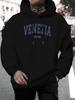 Unisex New Fashion Personality Italian Letter Print Casual Sweatshirt, Fashion Drawstring Hoodie, Autumn/Winter Top, Comfortable Versatile Long Sleeve