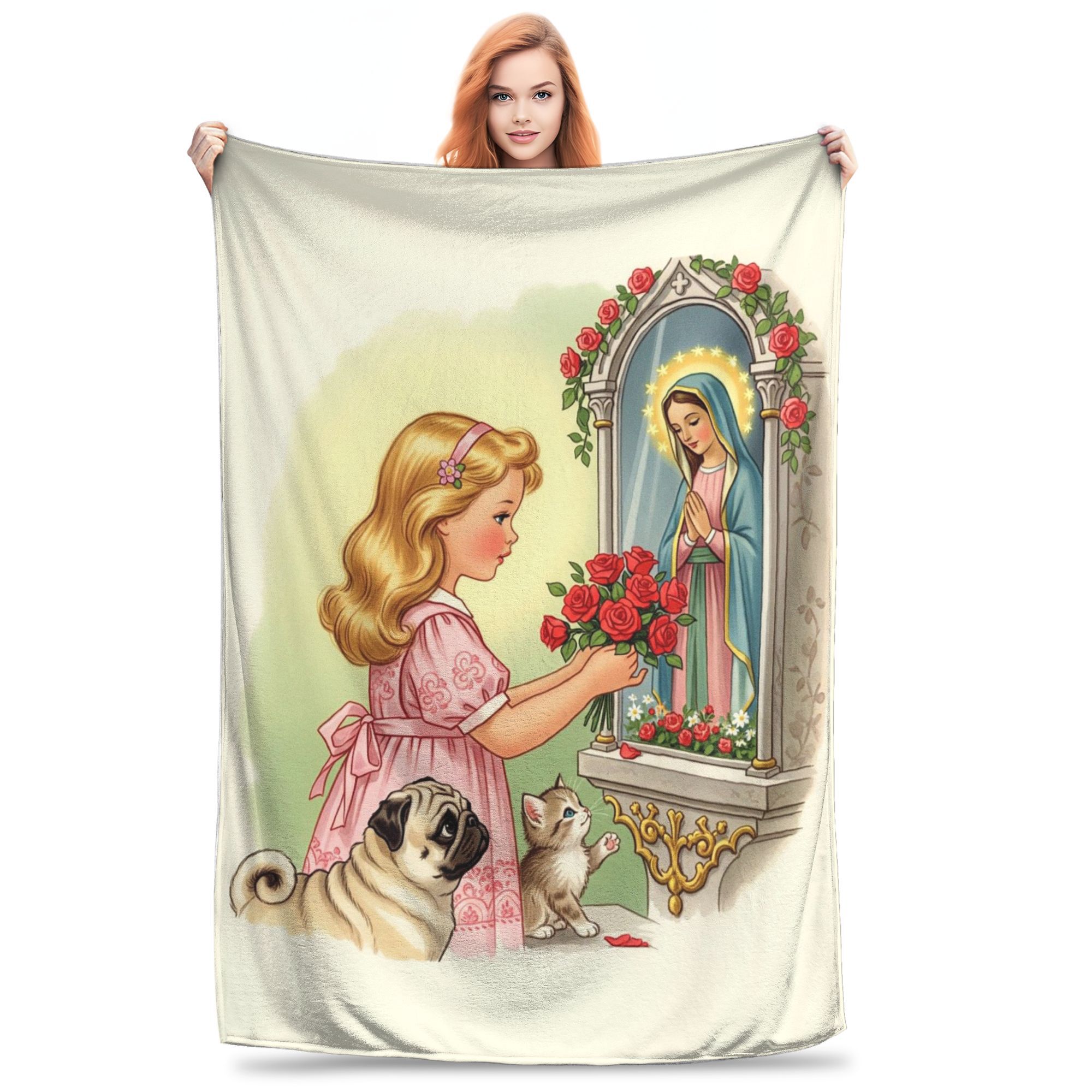 

Flannel Throw Blanket Sarah Kay Kitten Knitted Warm Plush Blankets Soft Bedspread for Bed Living room Home Picnic Sofa 80x120cm
