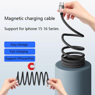Magnetic Absorption Nano Data Cable Compatible with Apple and Android Mobile Phone Braided Wire Super Fast Charging Cable