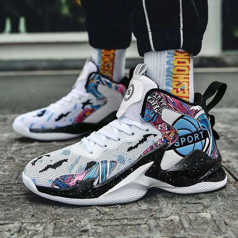 Venom Youth Basketball Shoes Friction Sound Non-slip Wear-resistant Lightweight Breathable High-top Men's Youth Mandarin Duck Sneakers