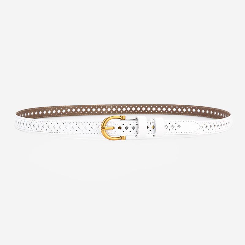 

Fashion Womens Hollow Leather Belt With Pin Buckle For Casual Jeans Wear 105cm белый