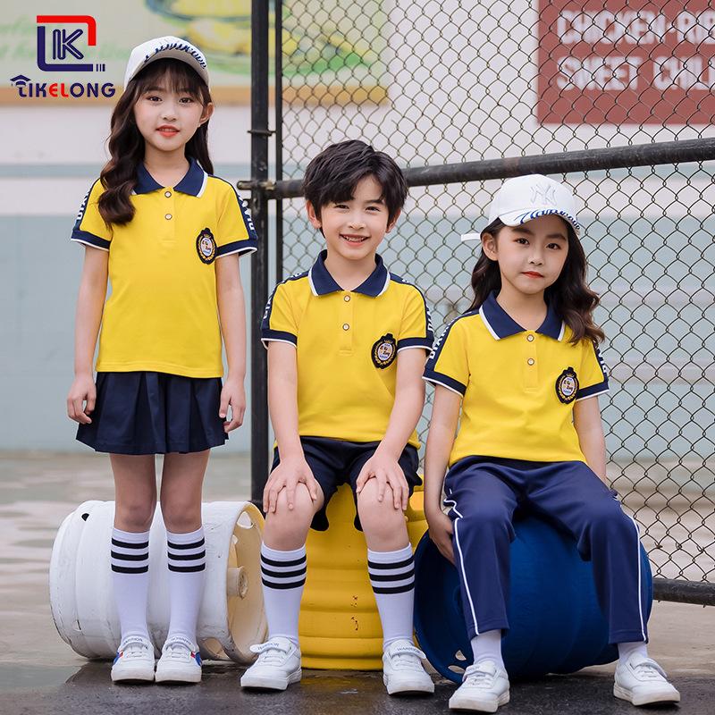 2025 Kids' Summer School Uniform: Short-Sleeve T-Shirt Sportswear for Kindergarten, Primary, and Secondary Students