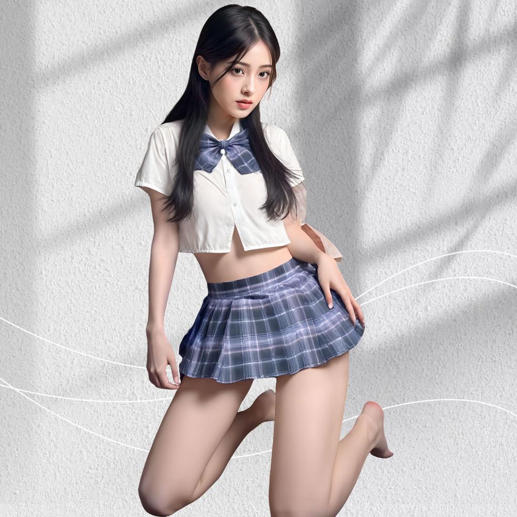 Sexy Campus JK Uniform College Seduction Pure Lust Skinny Ultra Short Pleated Skirt Suit Sex Lingerie