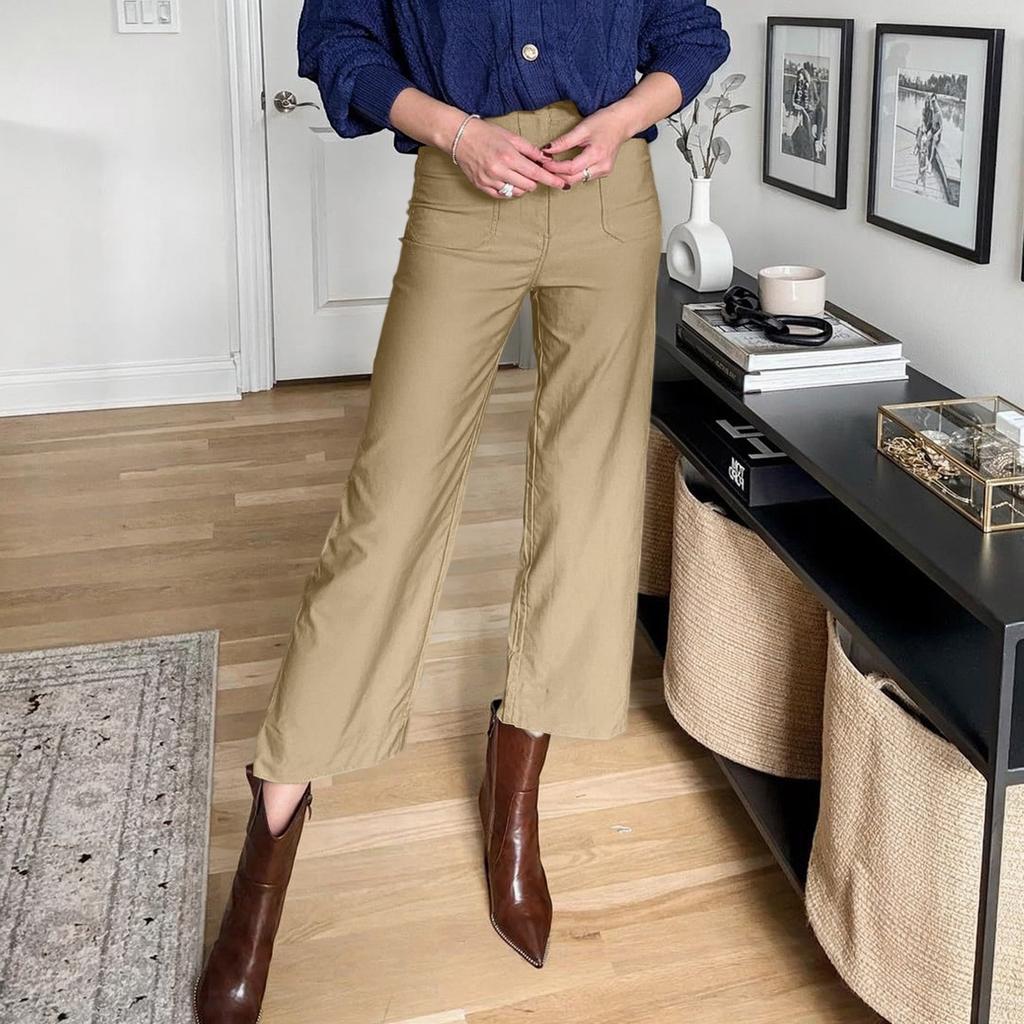 Wide Leg Pants For Women Casual Pants Trousers With Pockets Women's Casual  Pants Solid Color Summer Casual Cropped Pants