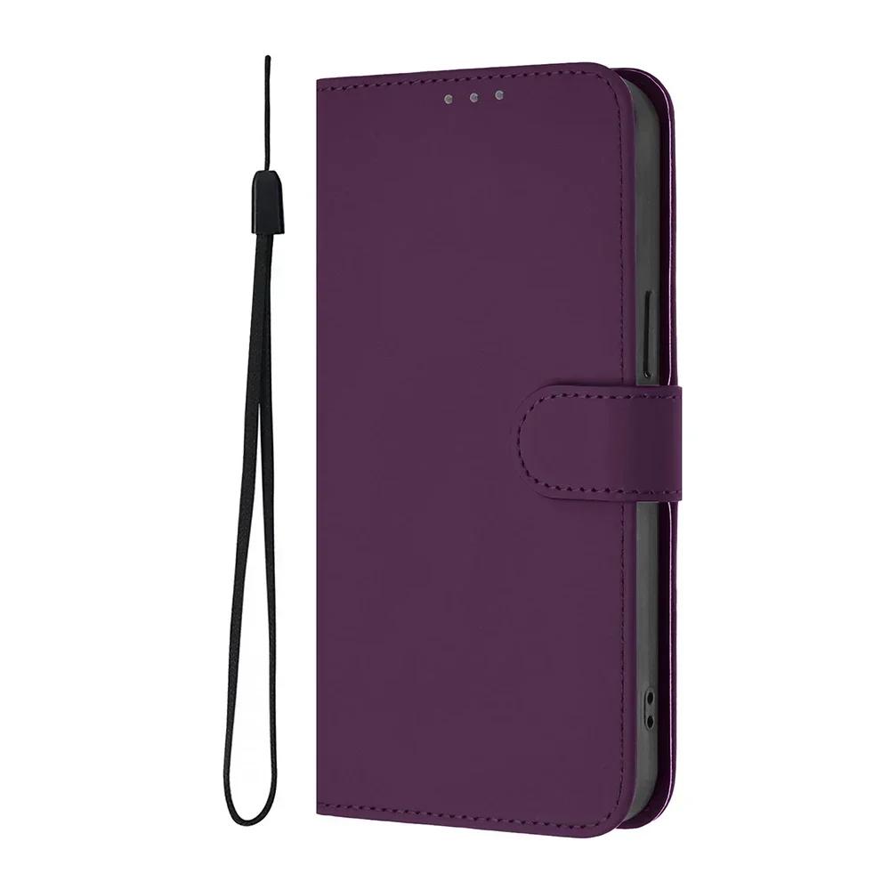 Solid Color Wallet Case for Xiaomi 12S Ultra 12 Lite Redmi Note 12 Pro Plus Turbo Explorer Speed Card Holder Strap Phone Cover