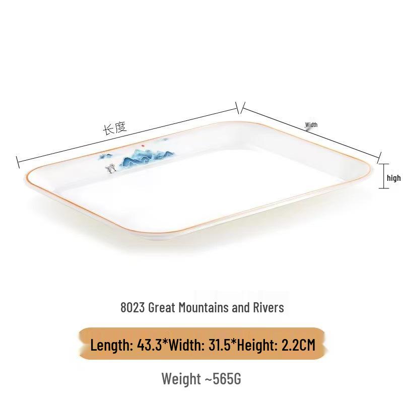 Commercial Rectangular Melamine Serving Tray for Cake, Dessert, Bread, Tea, and Fast Food Display