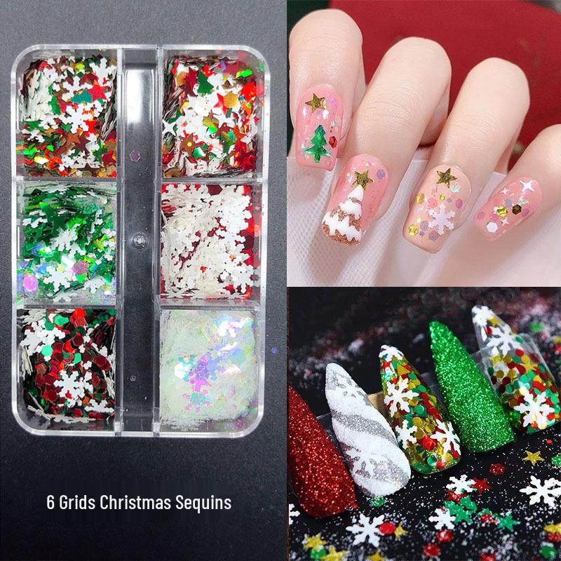 

Christmas Nail Art & Glitter Sequins: Snowflakes & Tree Ornaments