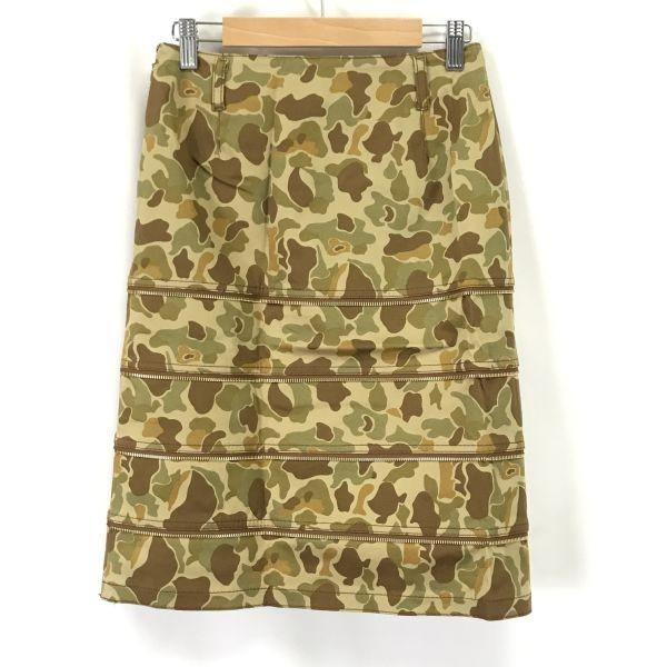GK ITALIYA Camouflage Tight Skirt S Knee-Length Khaki Japan(USED)