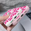 Vibrant Magenta Floral Design Flexible & Durable Shockproof Soft TPU Leather Texture Cover Case for iPhone 17 Pro Max Air 16e 16 15 14 13