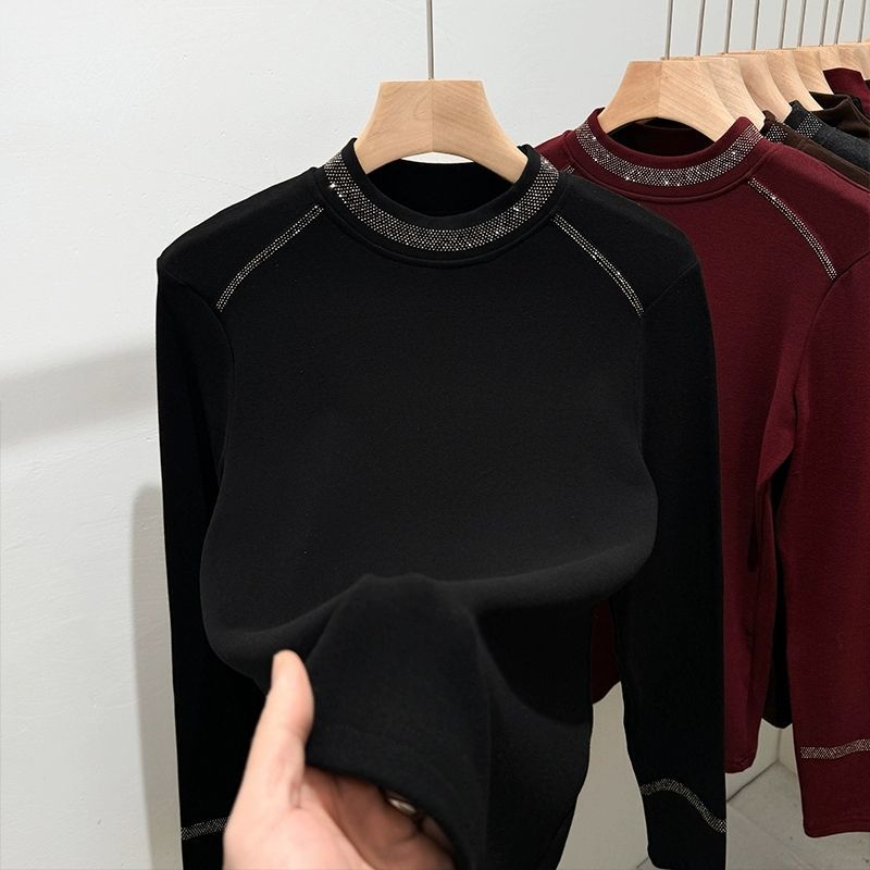 Dámské topy plus size podzim zima střední délky sametové zahuštěné elastické košile módní potisk volné ležérní topy