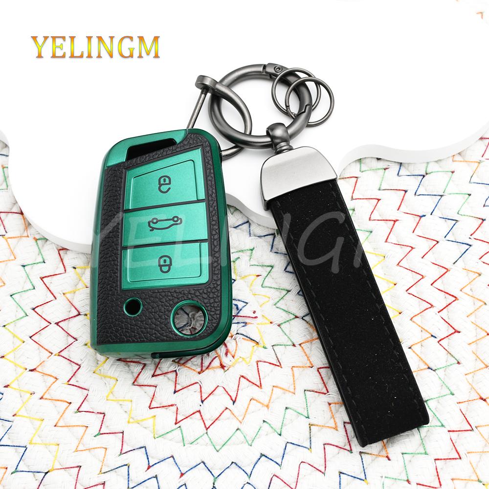 Leather Tpu For Vw Volkswagen Golf 7 Mk7 Tiguan Mk2 Seat Ateca Leon Fr 2 Ibiza For Skoda Octavia A7 Car Key Case Protection Bag