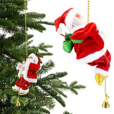 Neuheit kletternder Weihnachtsmann an Seil kletternder Weihnachtsmann m. Musik musikalisches Weihnachtsbaum-Ornament Weihnachten Partyzubehör Heimdeko Requisite