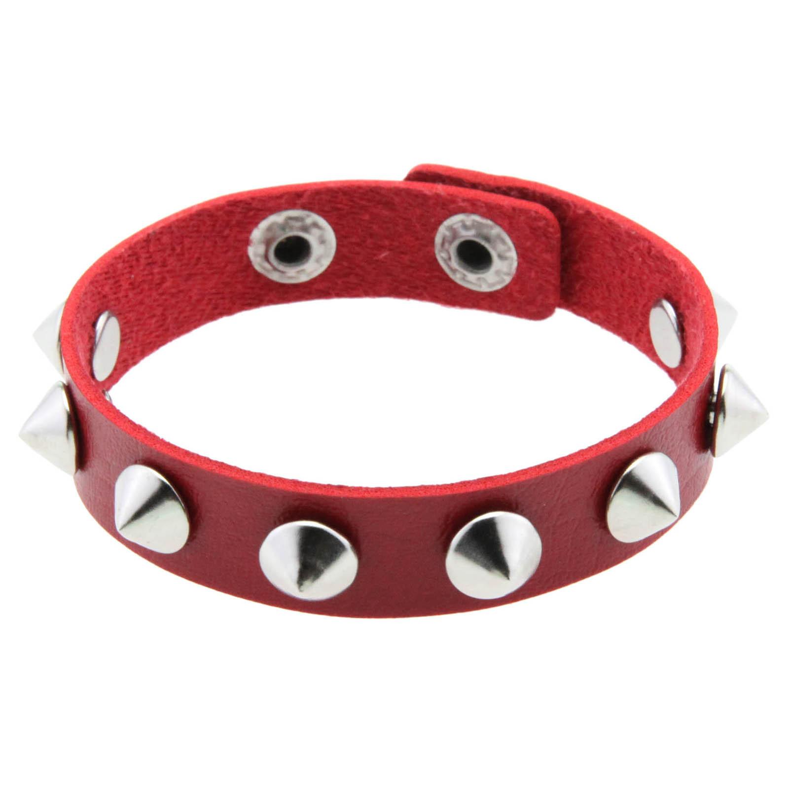 Gotisches Punk Rock Armband mit einer Reihe Nieten - PU-Leder Armband für Geburtstagsfeier Give-away red