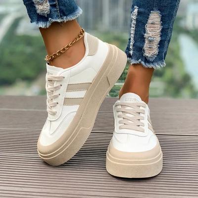 Fashion Women's Vulcanized Shoes Design Korean Round Toe Lace Up Authentic Sports Casual Women's Sneakers Suitable for Vacation Work