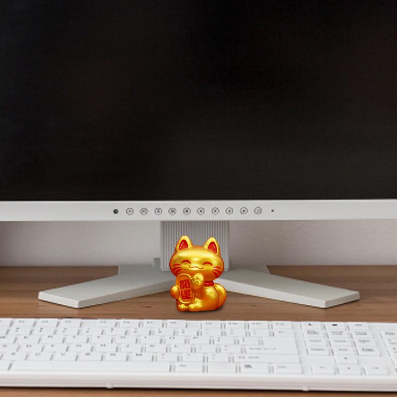 Maneki Neko Statue Cute Lucky Cat Figures Fortune Decor Animal Cat Characters Collectible Figurine For Cake Toppers Plant