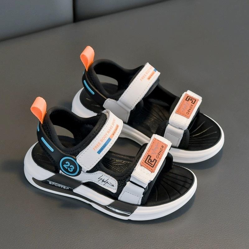 Genuine Leather Soft Sole Kids Sandals Lightweight Beach Sports Shoes for Big Boys Girls Summer