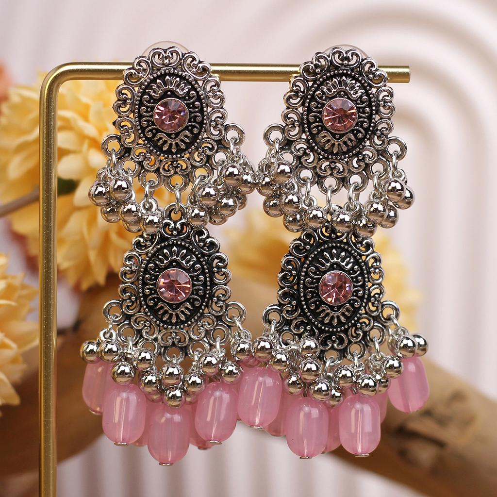 Retro Diamond-Encrusted Bells, Water Drop Ear Hooks, Light Luxury Bohemian Style Fashion Temperament Earrings