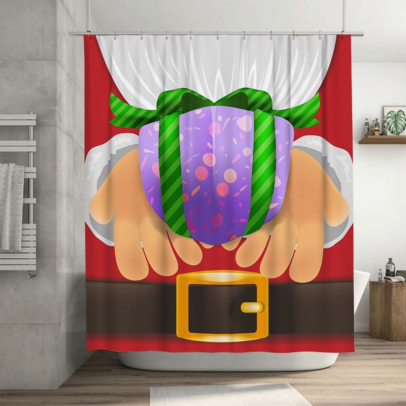 

TU Christmas Shower Curtain Festive Holiday Decor Merry Xmas Pattern Waterproof Bathroom Curtains Xmas Home Decor Gift Idea 90x180cm35x71in