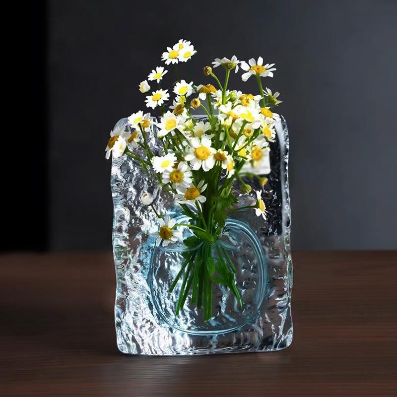 Kristallglasvase Transparente Eiswürfel Quadratisch Kristall Blumenarrangement Ozean Hydroponik Terrarium Blumenvase Töpfe