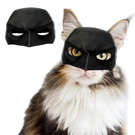 Bat Superhero Cat Mask, Black Bat Cat Cosplay Mask, Lightweight Half Face Cat Mask with Ear Holes for Photos Holiday Parties Video Shoots