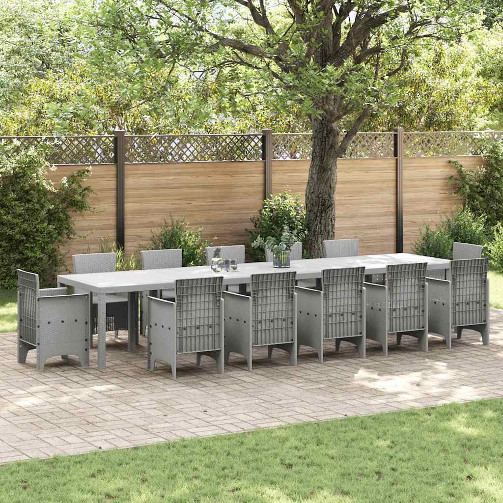 Garden Table Light Gray 400 x 100 x 73 cm Poly Rattan