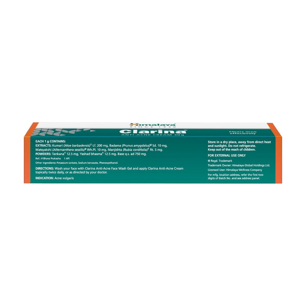 Himalaya Herbals Clarina Anti Acne Cream 30g | Soothing Acne Treatment For Clear Skin Care