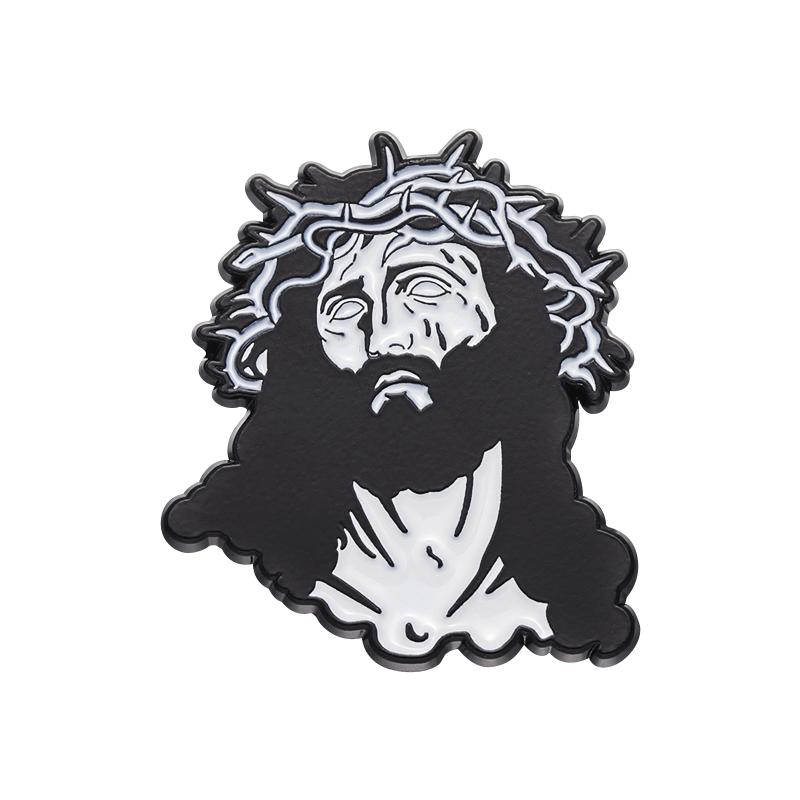 Spille Smaltate Croce di Gesù Personalizzate Corona di Spine Brooches Cristiani Distintivi da Giacca Gioielli Gotici Regalo per Amici