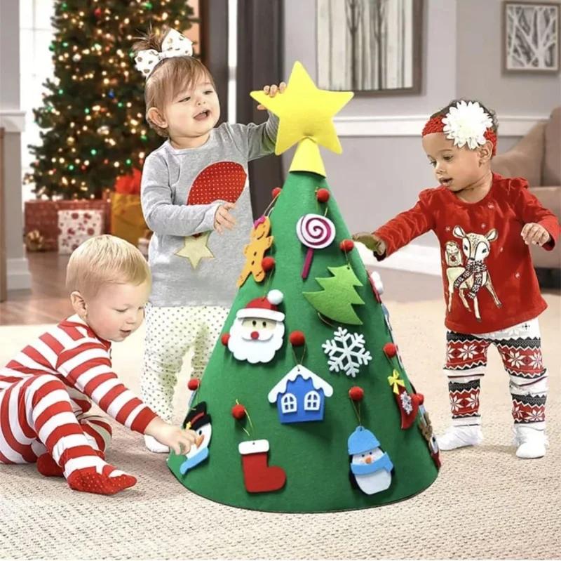 DIY Felt Christmas Tree Set With Ornaments Plus For Home Wall Hanging Felt Christmas Craft Kits Xmas Decoration Party Gifts