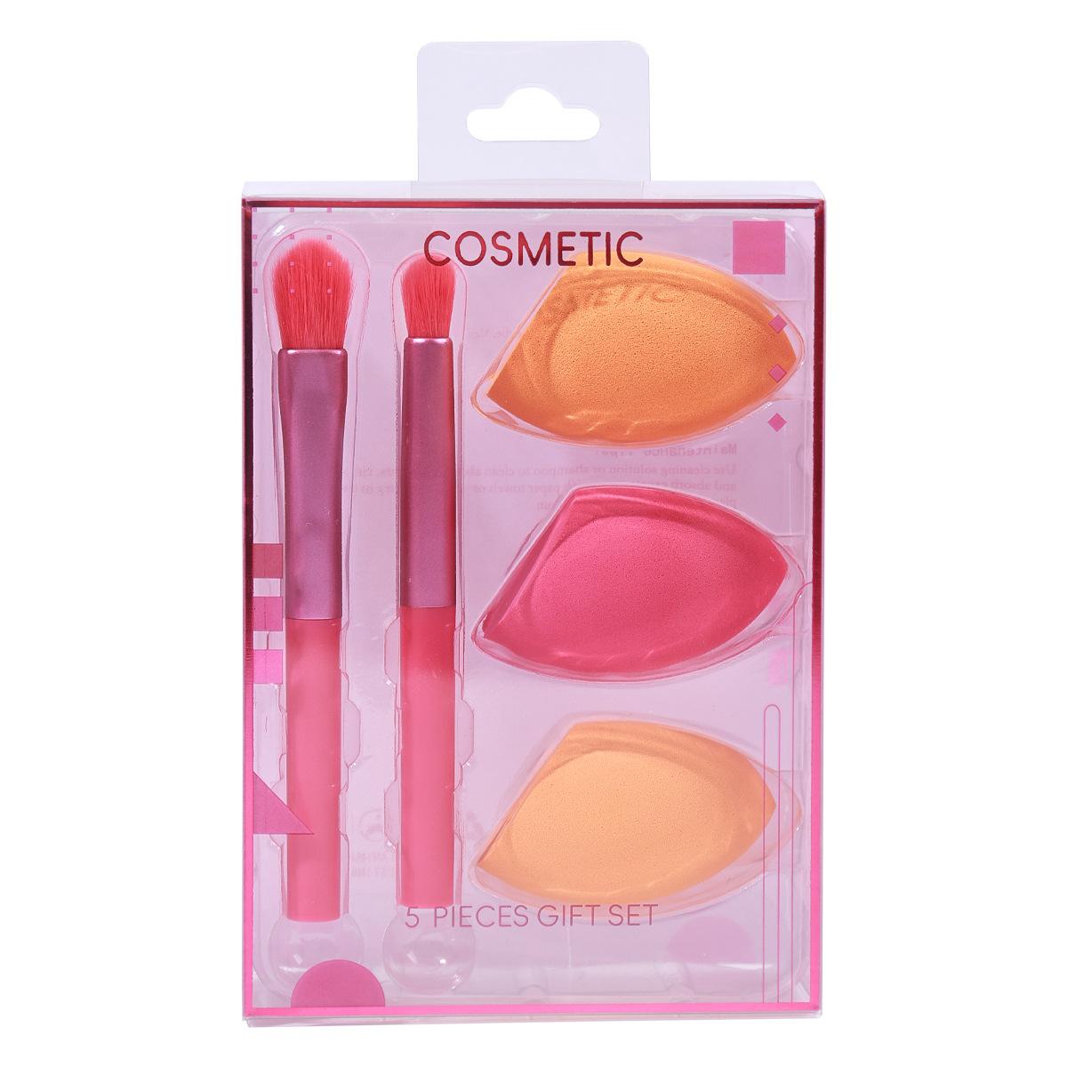 Makeup Brush Puff Set, Eyeshadow Brush Evenly Painted Beauty Tool, Portable Travel Beauty Blender Set розовый