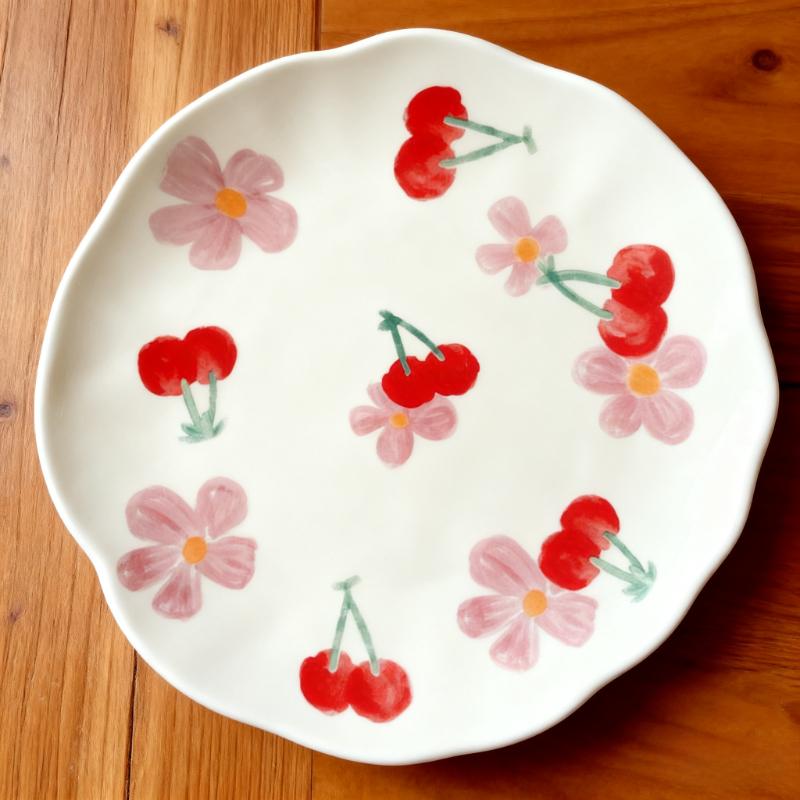 

Huamian Copyright ins Korean style milk yellow hand-kneaded irregular ceramic plate dessert plate coffee cup plate