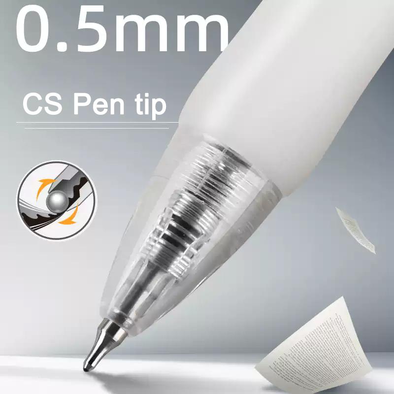 Kemila Push-button Gel Pen with 0.5mm Tip, CS Tip, Quick-drying, Designed for Student Exams, Black Ink
